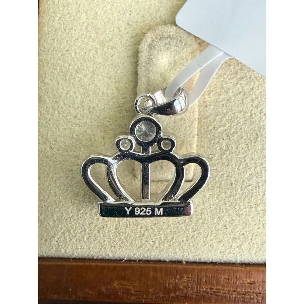 0.39CT Moissanite Crown Pendant Necklace - 925 Sterling Silver Royal Charm New
